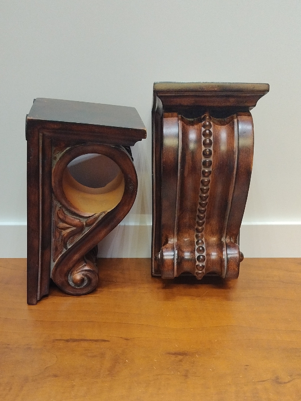 Ornate Decorative Resin Corbels in Warm Brown